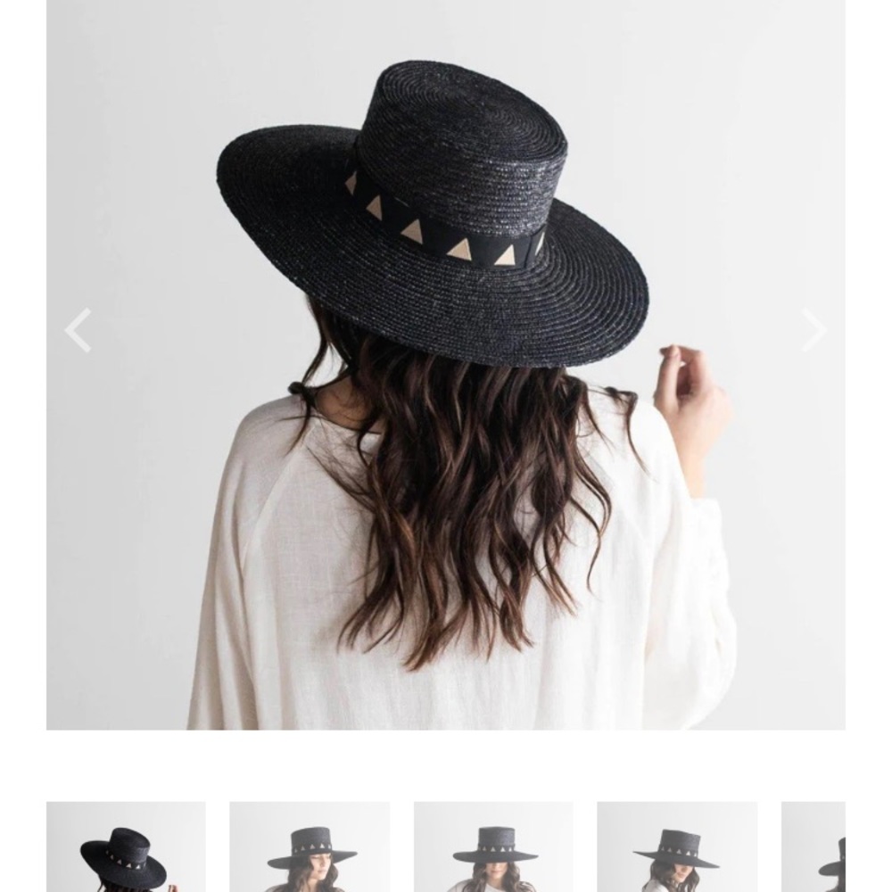 Gigi Pip - Corey Medium Straw Boater Hat - Black - Size 55 (S)
